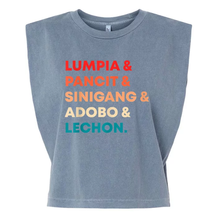 Retro Lumpia Pancit Sinigang Adobo Lechon Filipino Filipina Garment-Dyed Women's Muscle Tee