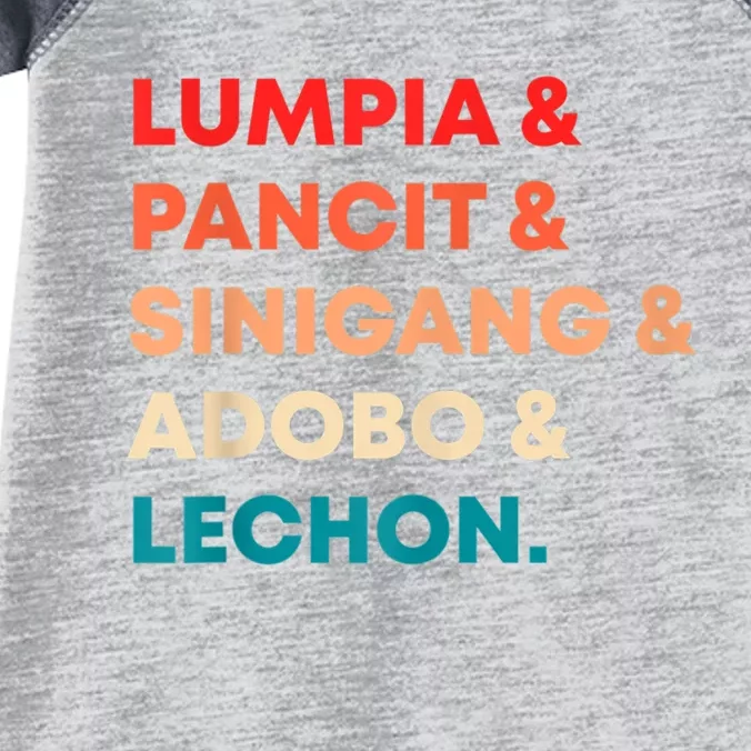 Retro Lumpia Pancit Sinigang Adobo Lechon Filipino Filipina Infant Baby Jersey Bodysuit