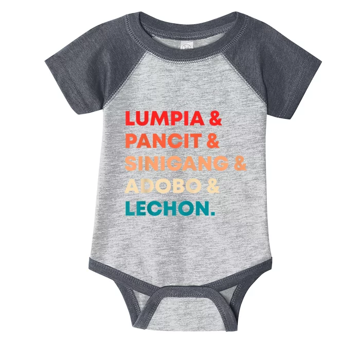 Retro Lumpia Pancit Sinigang Adobo Lechon Filipino Filipina Infant Baby Jersey Bodysuit