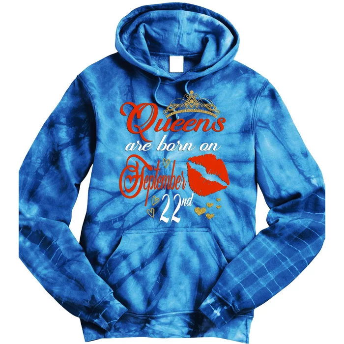 Red Lip Print Queens Are Born On September 22nd Virgo Gift Tie Dye Hoodie