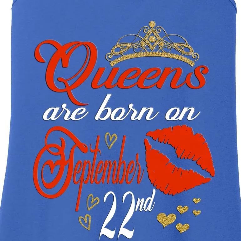 Red Lip Print Queens Are Born On September 22nd Virgo Gift Ladies Essential Tank