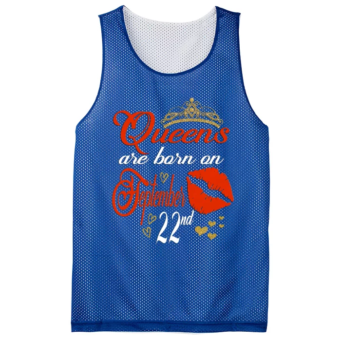 Red Lip Print Queens Are Born On September 22nd Virgo Gift Mesh Reversible Basketball Jersey Tank