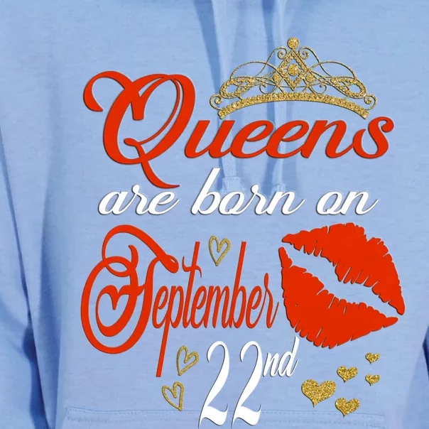 Red Lip Print Queens Are Born On September 22nd Virgo Gift Unisex Surf Hoodie