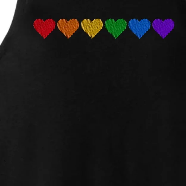 Rainbow LGBT Pride Hearts Ladies Tri-Blend Wicking Tank