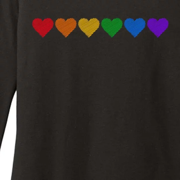 Rainbow LGBT Pride Hearts Womens CVC Long Sleeve Shirt