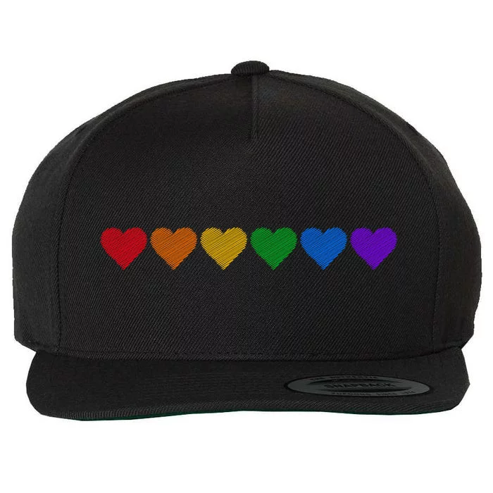 Rainbow LGBT Pride Hearts Wool Snapback Cap