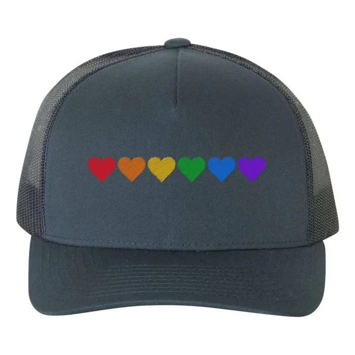 Rainbow LGBT Pride Hearts Yupoong Adult 5-Panel Trucker Hat