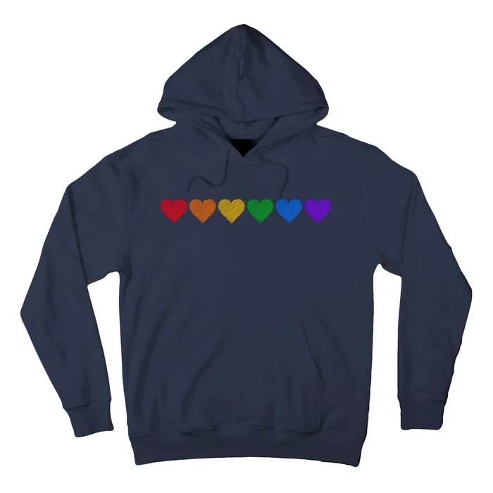 Rainbow LGBT Pride Hearts Hoodie