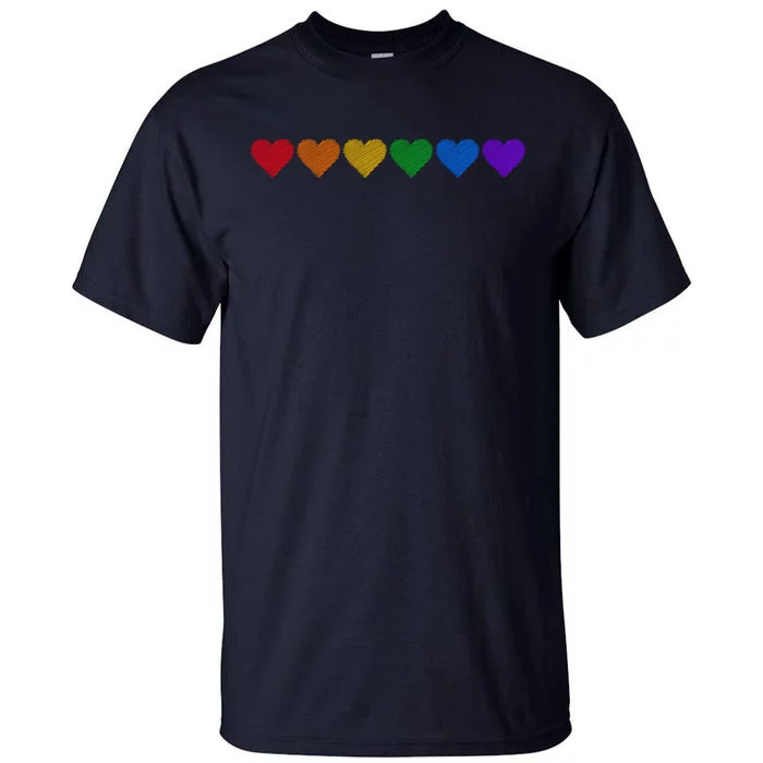 Rainbow LGBT Pride Hearts Tall T-Shirt