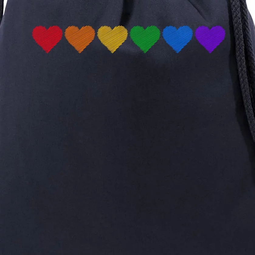 Rainbow LGBT Pride Hearts Drawstring Bag