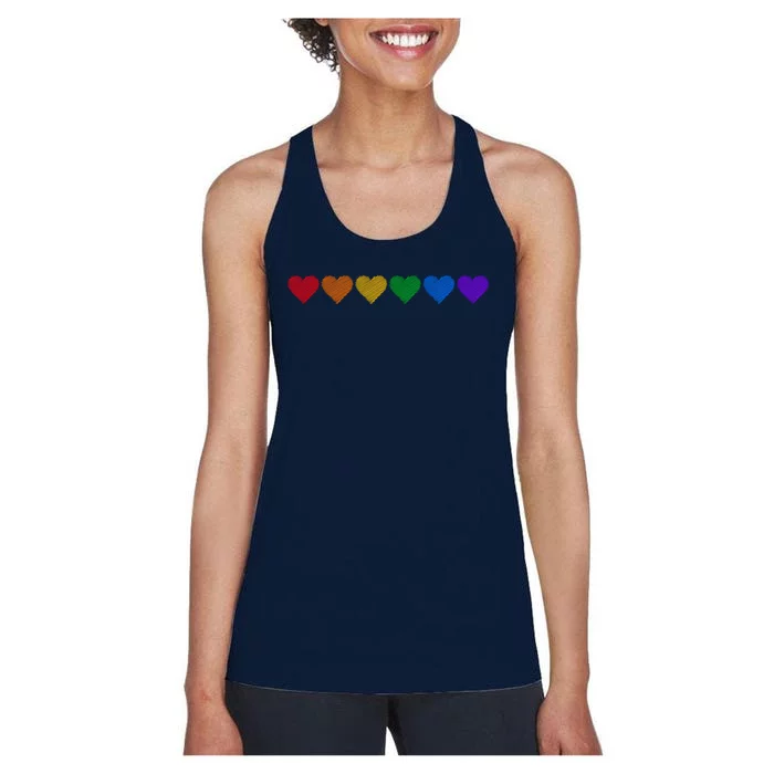 Rainbow LGBT Pride Hearts Women's Racerback Tank