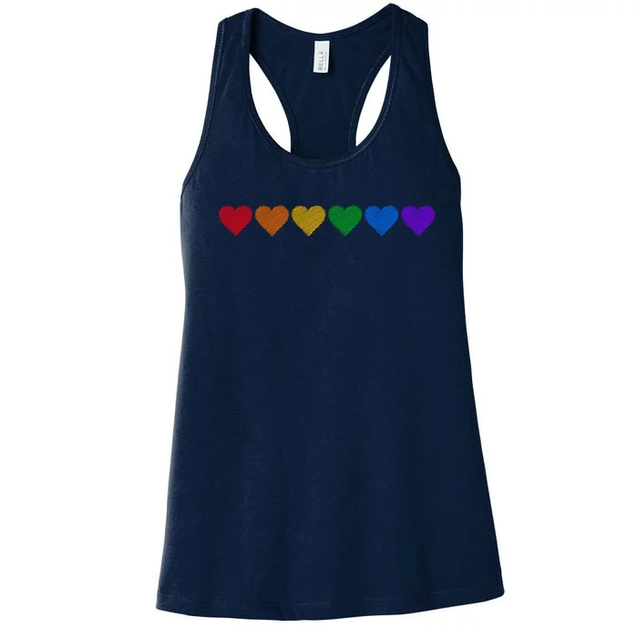 Rainbow LGBT Pride Hearts Women's Racerback Tank