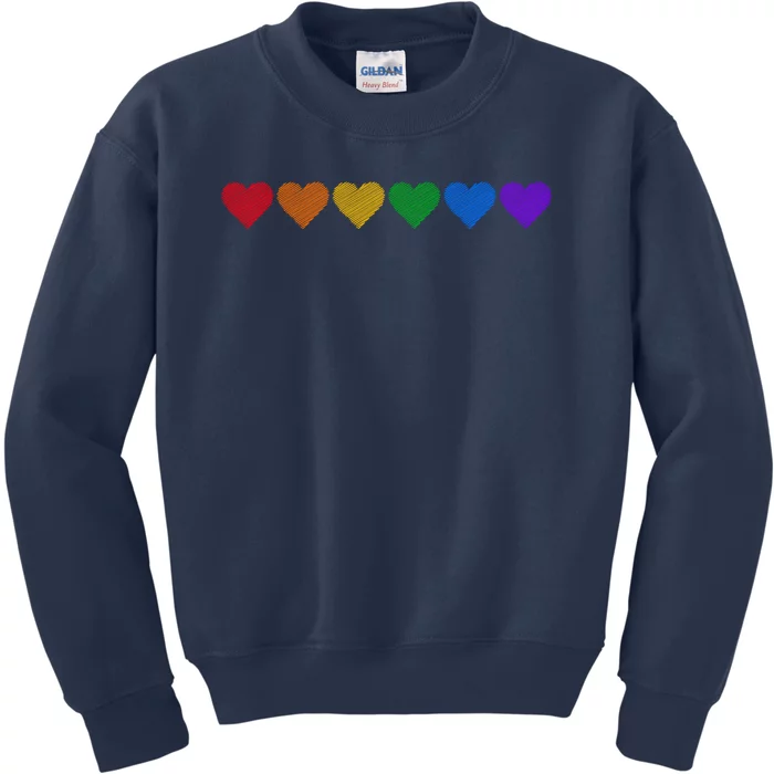 Rainbow LGBT Pride Hearts Kids Sweatshirt