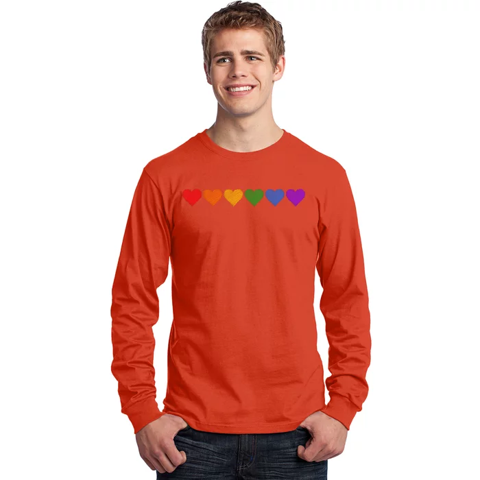 Rainbow LGBT Pride Hearts Long Sleeve Shirt