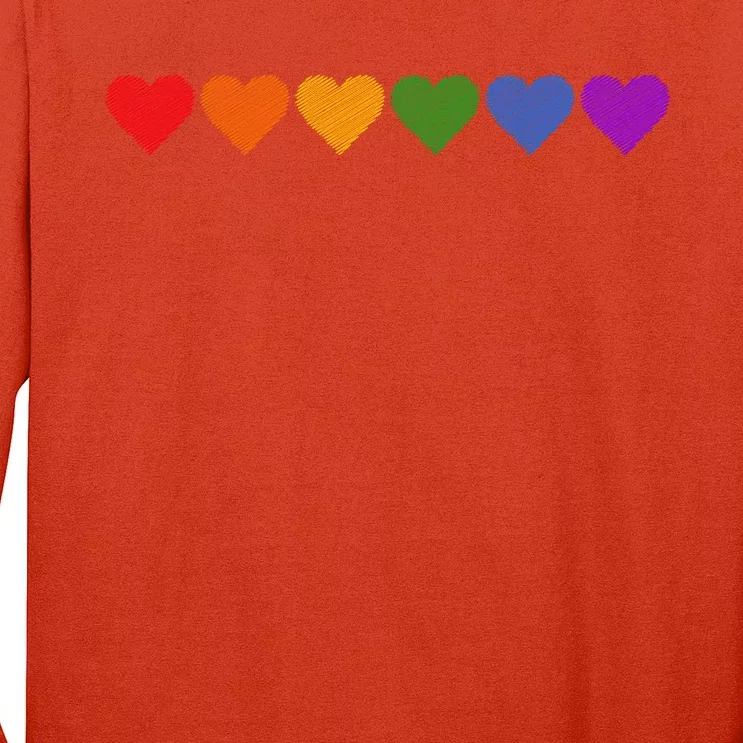 Rainbow LGBT Pride Hearts Long Sleeve Shirt