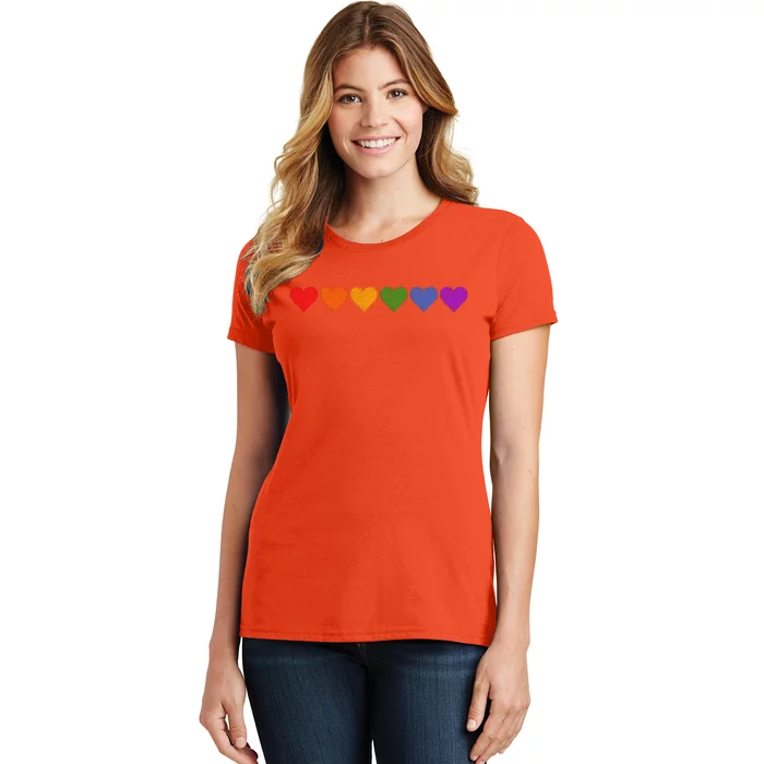 Rainbow LGBT Pride Hearts Women's T-Shirt