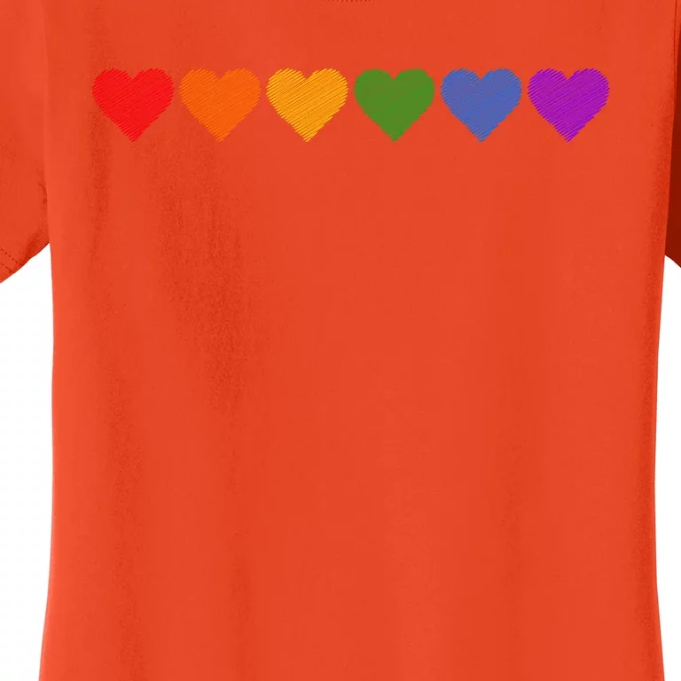 Rainbow LGBT Pride Hearts Women's T-Shirt