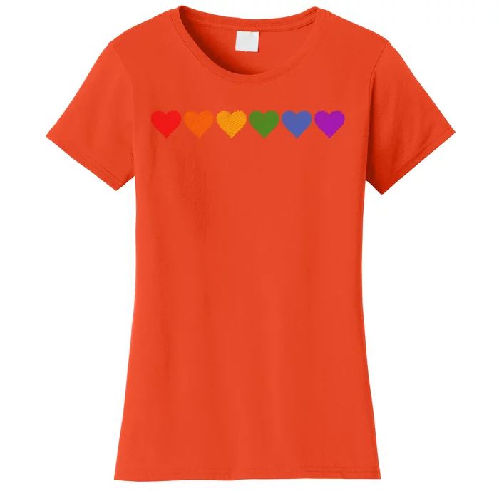 Rainbow LGBT Pride Hearts Women's T-Shirt