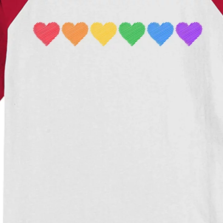 Rainbow LGBT Pride Hearts Kids Colorblock Raglan Jersey