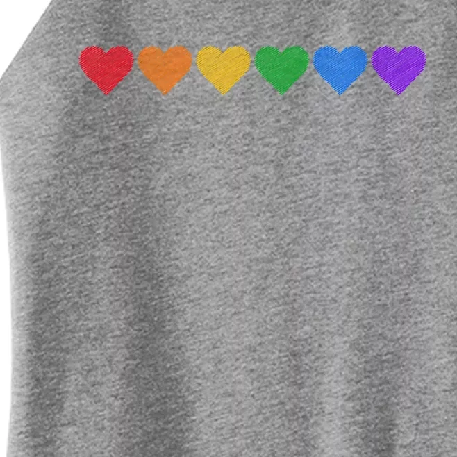 Rainbow LGBT Pride Hearts Women’s Perfect Tri Rocker Tank