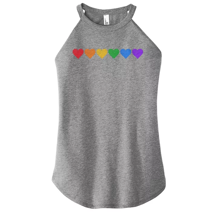 Rainbow LGBT Pride Hearts Women’s Perfect Tri Rocker Tank