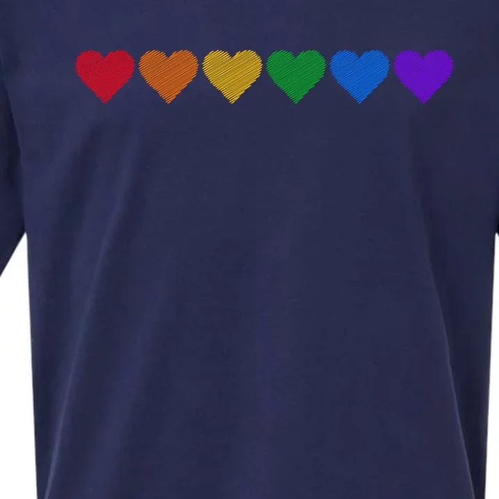 Rainbow LGBT Pride Hearts Sueded Cloud Jersey T-Shirt