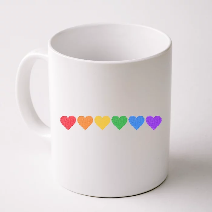 Rainbow LGBT Pride Hearts Front & Back Coffee Mug