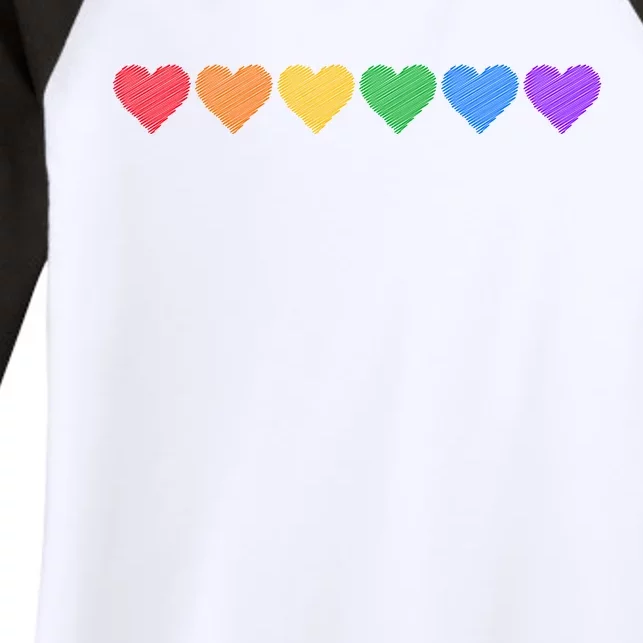 Rainbow LGBT Pride Hearts Women's Tri-Blend 3/4-Sleeve Raglan Shirt