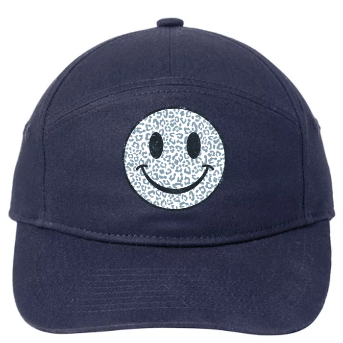 Retro Leopard Print Emoji Smiley 7-Panel Snapback Hat