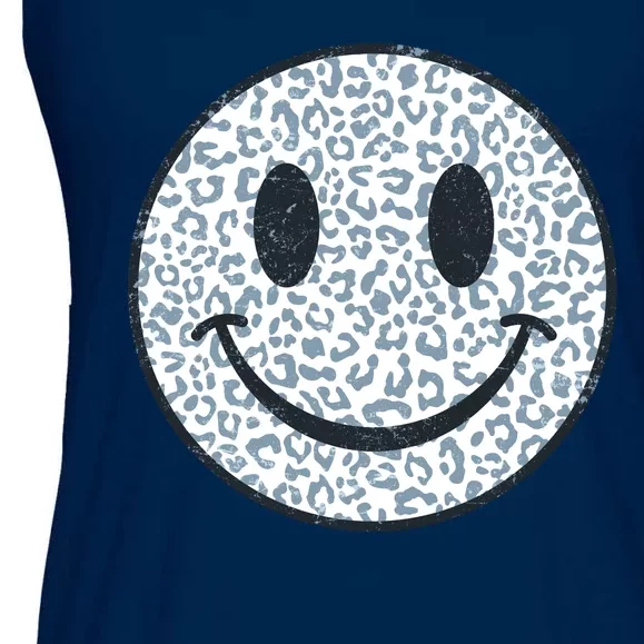 Retro Leopard Print Emoji Smiley Ladies Essential Flowy Tank