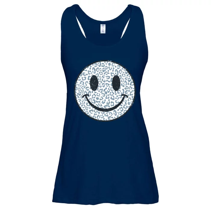 Retro Leopard Print Emoji Smiley Ladies Essential Flowy Tank