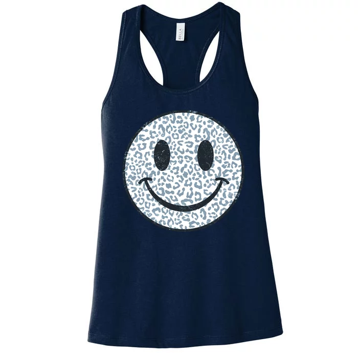 Retro Leopard Print Emoji Smiley Women's Racerback Tank