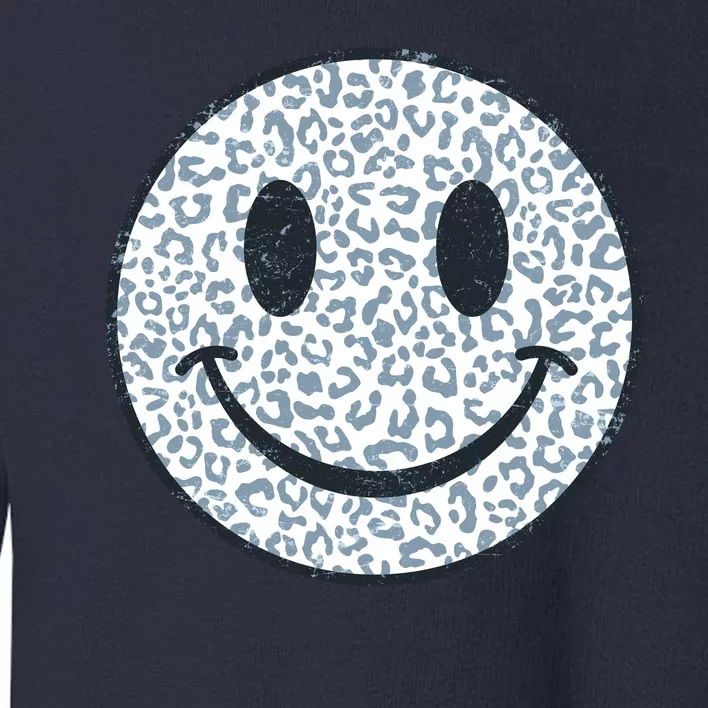 Retro Leopard Print Emoji Smiley Toddler Sweatshirt