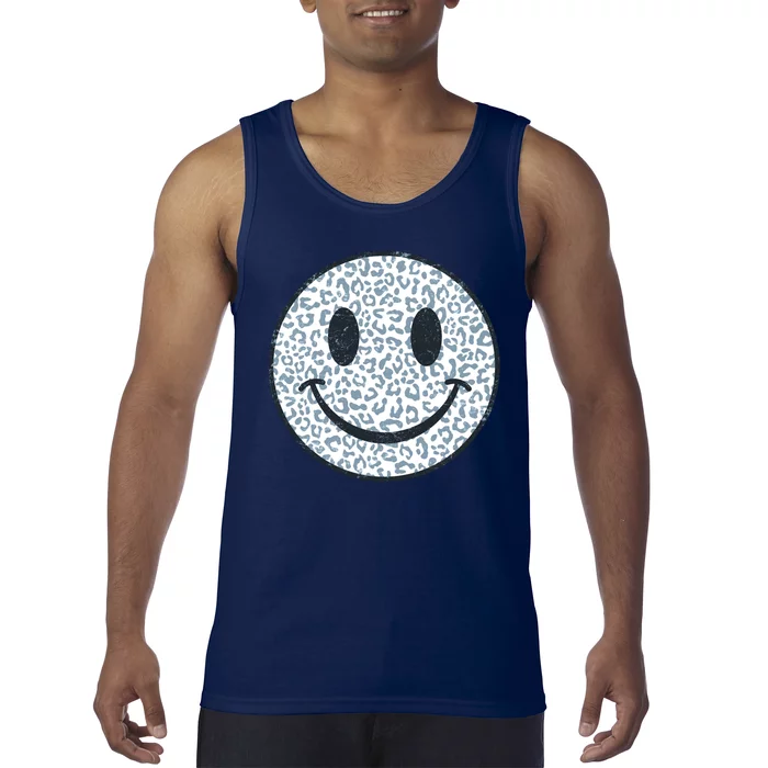 Retro Leopard Print Emoji Smiley Tank Top