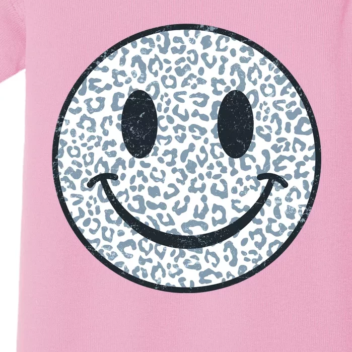 Retro Leopard Print Emoji Smiley Baby Bodysuit