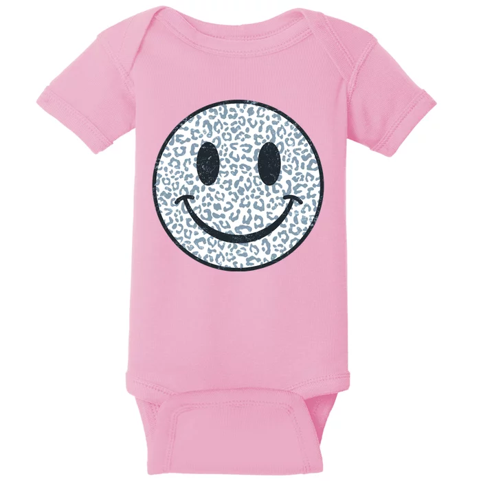 Retro Leopard Print Emoji Smiley Baby Bodysuit