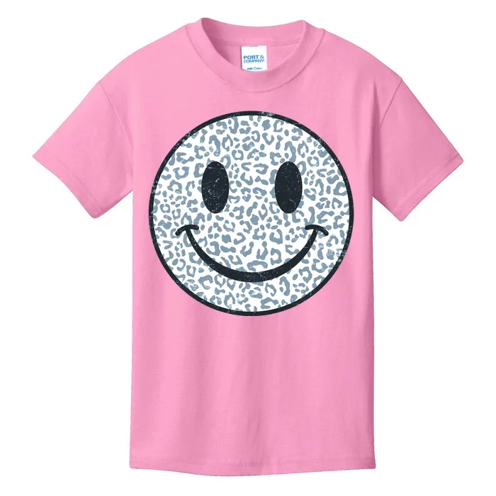 Retro Leopard Print Emoji Smiley Kids T-Shirt