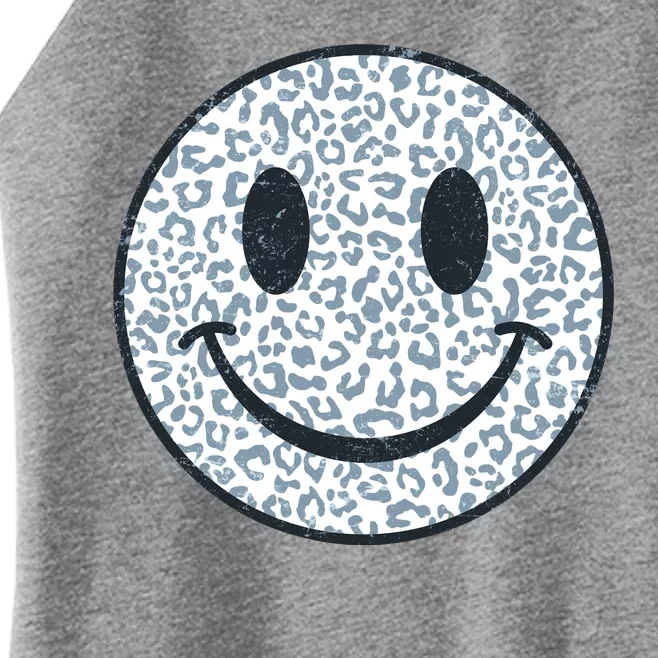 Retro Leopard Print Emoji Smiley Women’s Perfect Tri Rocker Tank