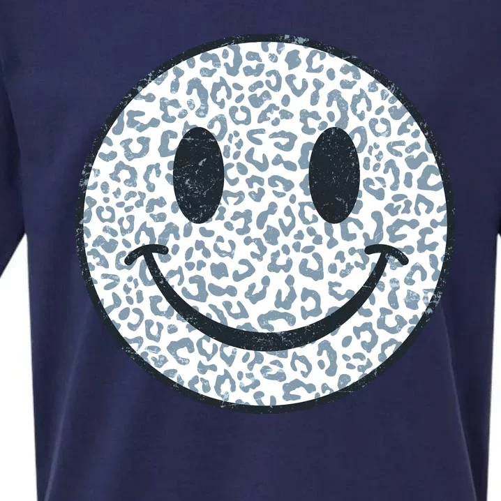 Retro Leopard Print Emoji Smiley Sueded Cloud Jersey T-Shirt