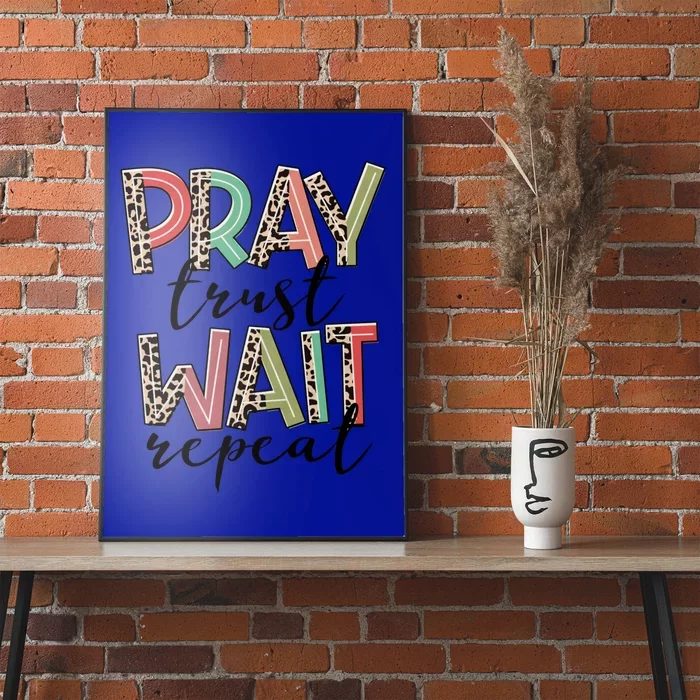 Retro Leopard Pray Wait Trust Repeat Christian Motivational Gift Poster