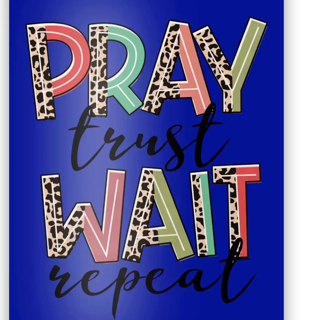 Retro Leopard Pray Wait Trust Repeat Christian Motivational Gift Poster