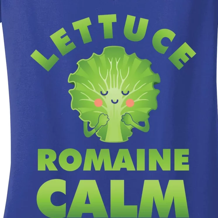 Romaine Lettuce Pun Vegan Vegetarian Gift Women's V-Neck T-Shirt