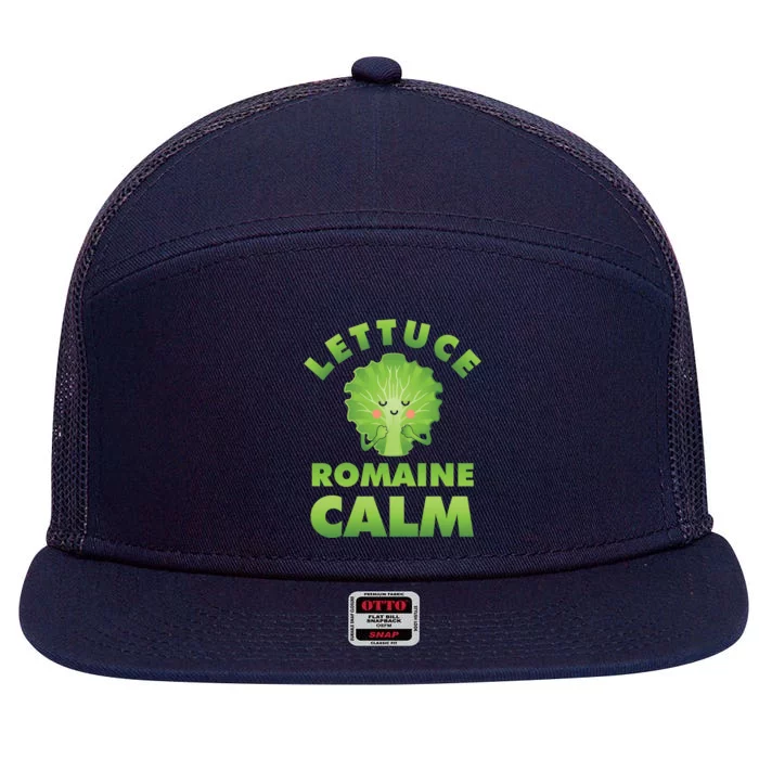 Romaine Lettuce Pun Vegan Vegetarian Gift 7 Panel Mesh Trucker Snapback Hat