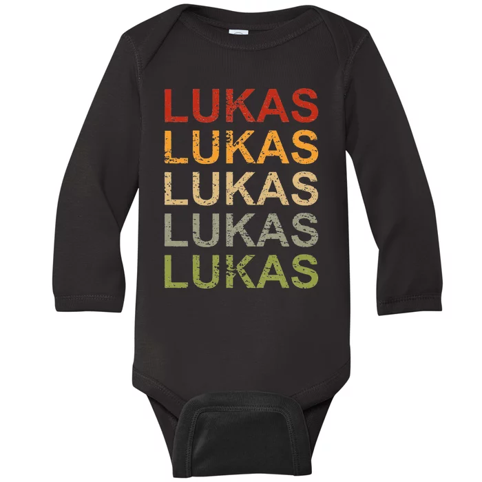 Retro Lukas Personalized Lukas Name Boy Man Lukas Baby Long Sleeve Bodysuit