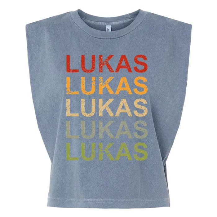 Retro Lukas Personalized Lukas Name Boy Man Lukas Garment-Dyed Women's Muscle Tee