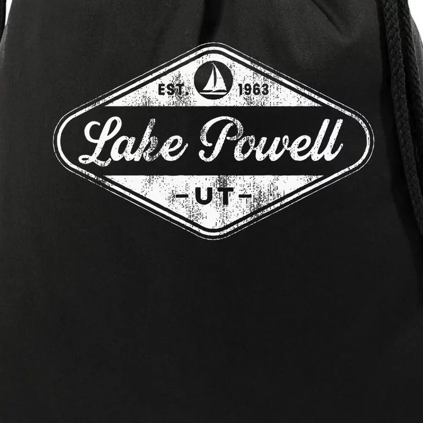 Retro Lake Powell Arizona Vacation Fishing Boat Souvenir Drawstring Bag