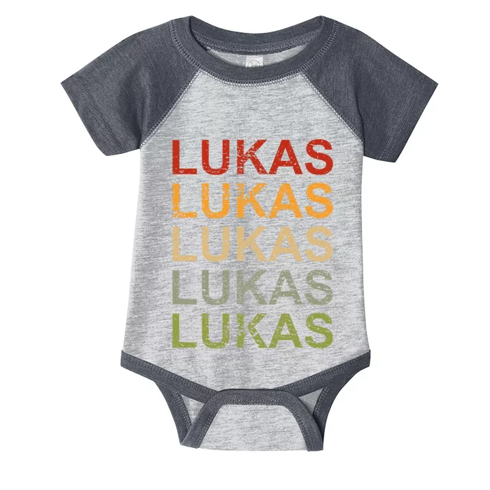 Retro Lukas Personalized Lukas Name Boy Man Lukas Infant Baby Jersey Bodysuit