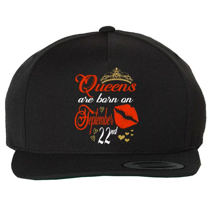 Red Lip Print Queens Are Born On September 22nd Virgo Gift Wool Snapback Cap