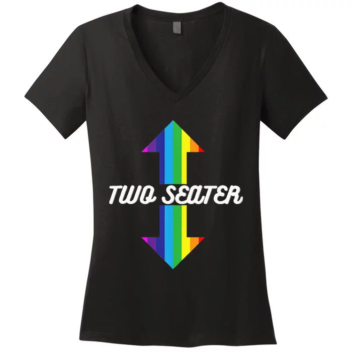 Rainbow Lgbt Pride Two Seater Women's V-Neck T-Shirt