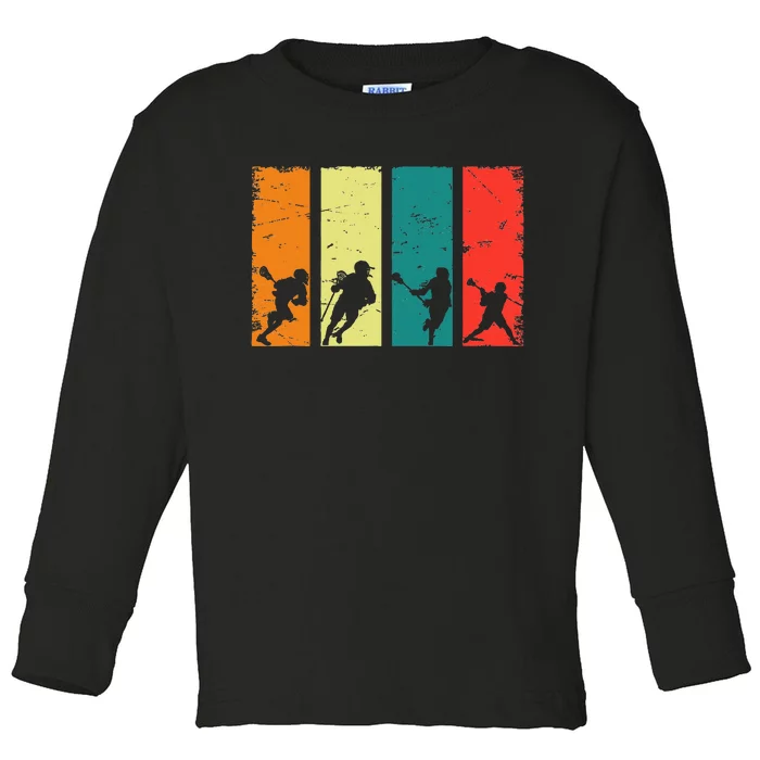 Retro Lacrosse Players Lax Stick Vintage Lacrosse Toddler Long Sleeve Shirt